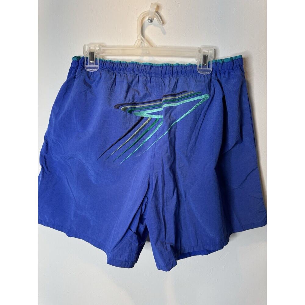VINTAGE 90s SPEEDO‎ CLASSIC ROYAL BATHING SUIT SWIM TRUNKS EMBROIDERED LOGO SZ L